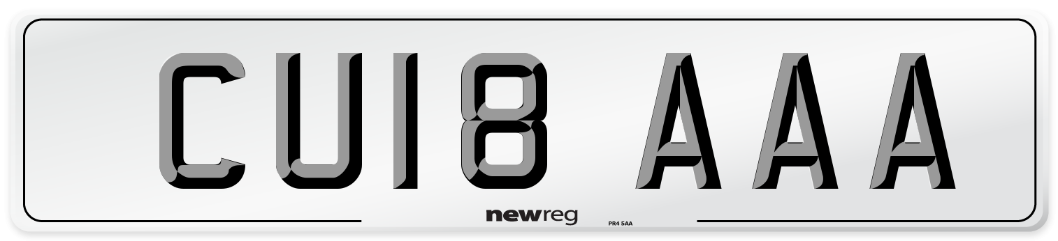 CU18 AAA Front Number Plate