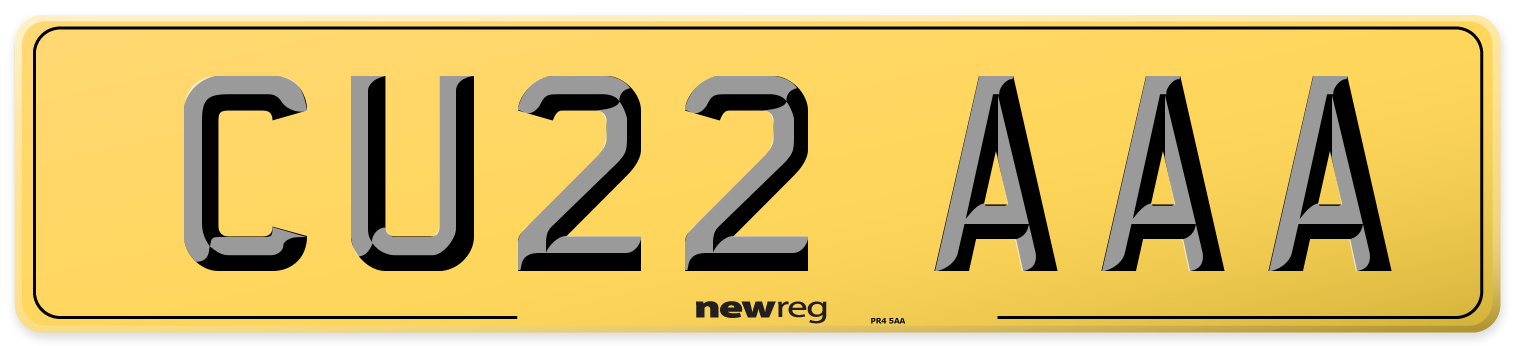 CU22 AAA Rear Number Plate