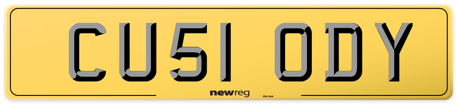 CU51 ODY Rear Number Plate