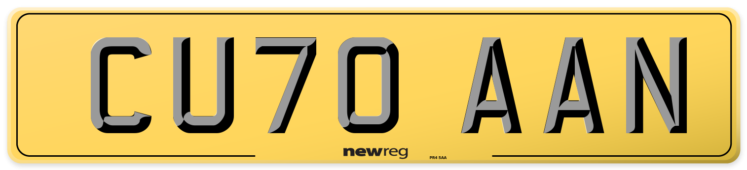 CU70 AAN Rear Number Plate