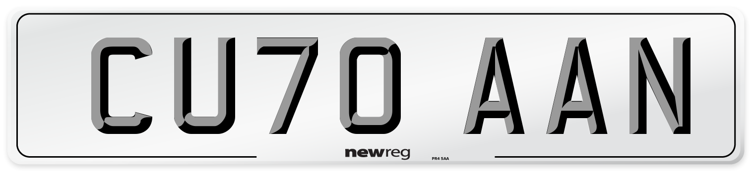CU70 AAN Front Number Plate