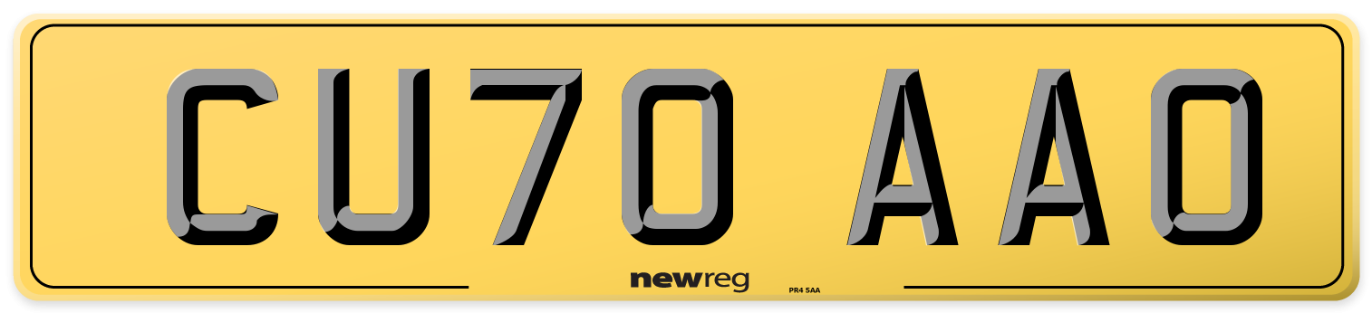 CU70 AAO Rear Number Plate