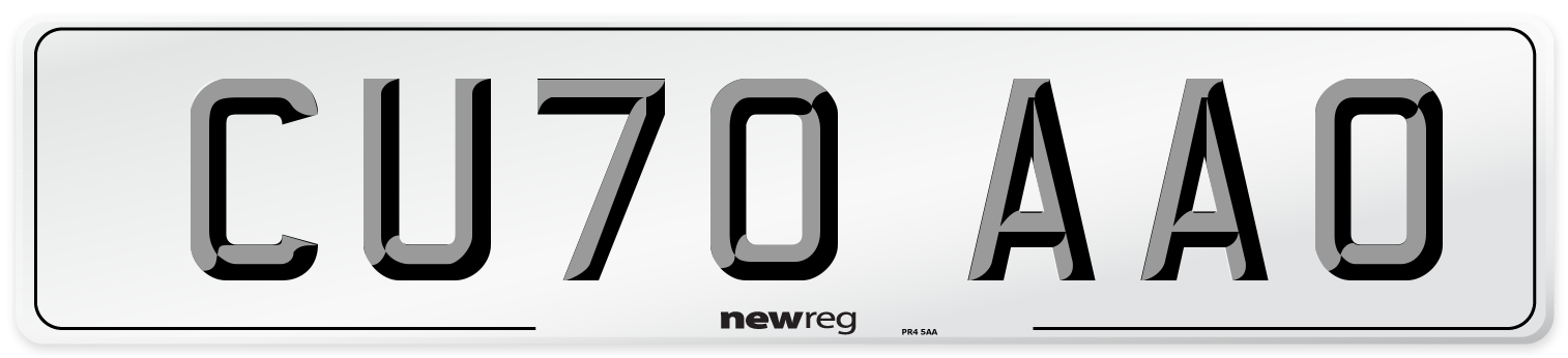 CU70 AAO Front Number Plate