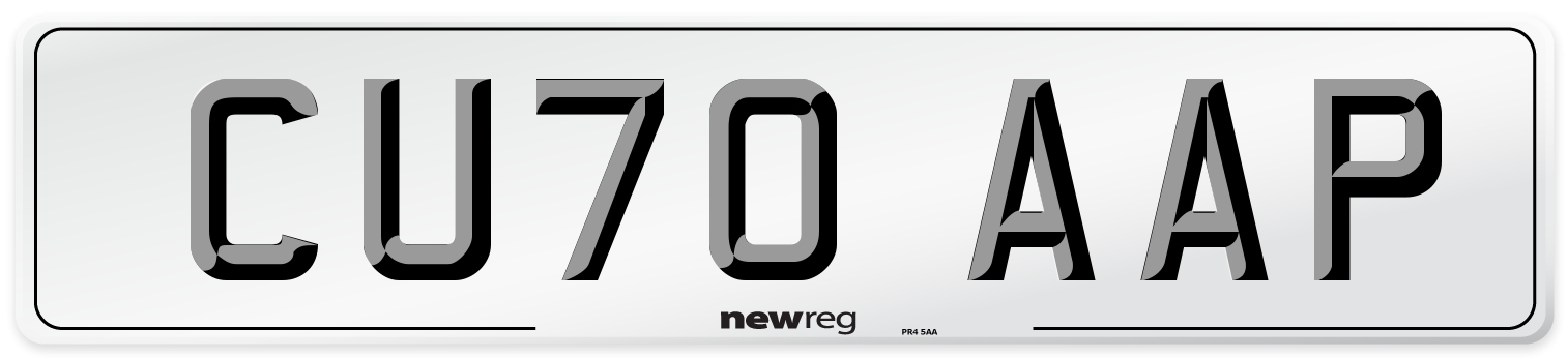 CU70 AAP Front Number Plate