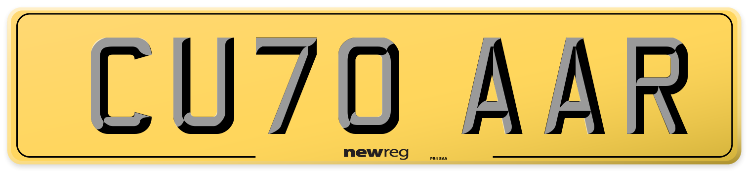 CU70 AAR Rear Number Plate
