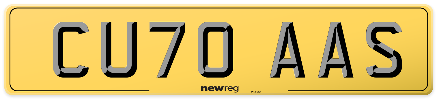 CU70 AAS Rear Number Plate