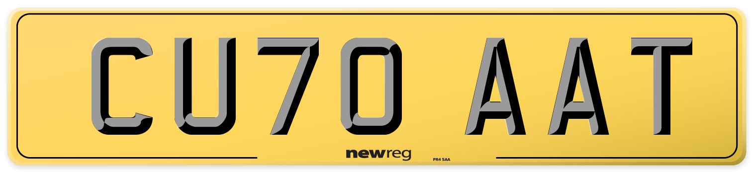 CU70 AAT Rear Number Plate
