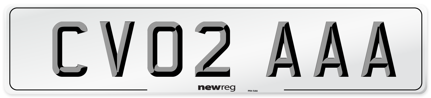 CV02 AAA Front Number Plate