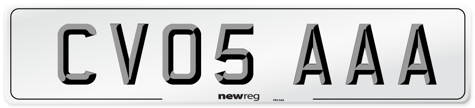 CV05 AAA Front Number Plate