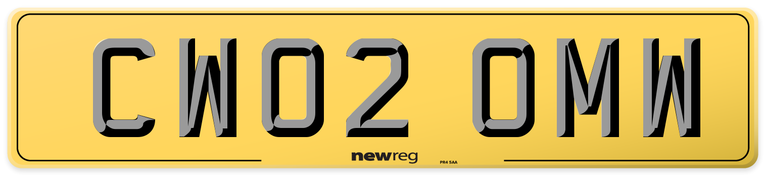 CW02 OMW Rear Number Plate