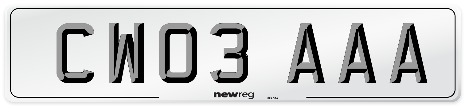 CW03 AAA Front Number Plate