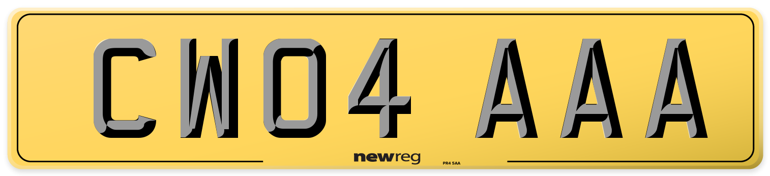 CW04 AAA Rear Number Plate