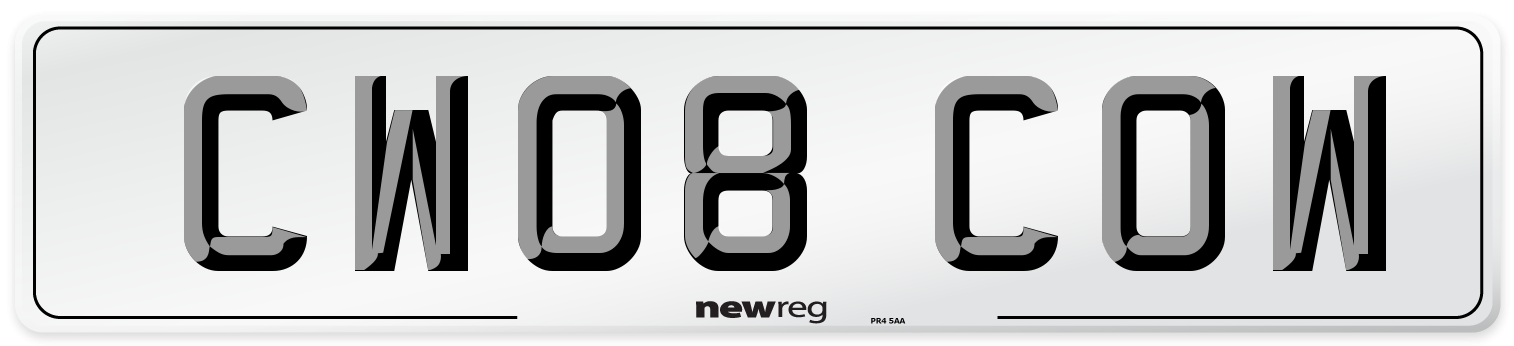 CW08 COW Front Number Plate