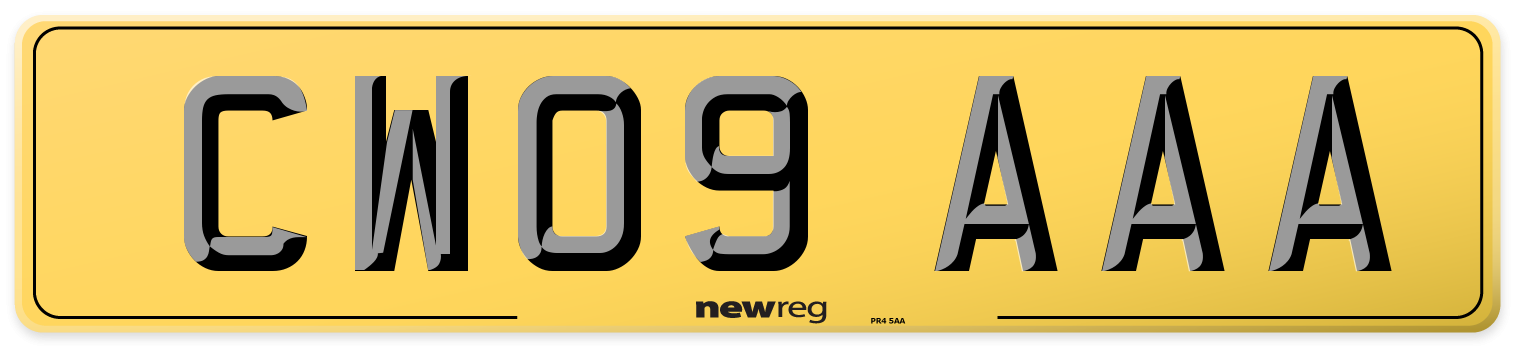 CW09 AAA Rear Number Plate