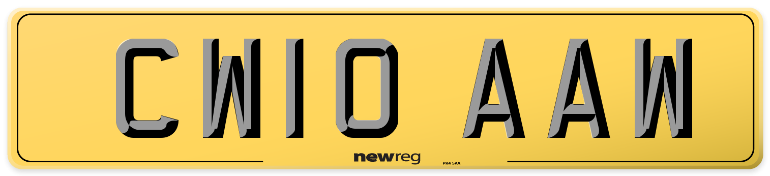 CW10 AAW Rear Number Plate