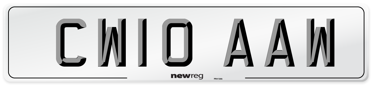 CW10 AAW Front Number Plate