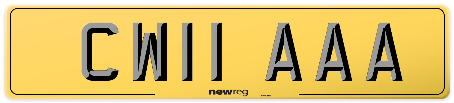 CW11 AAA Rear Number Plate