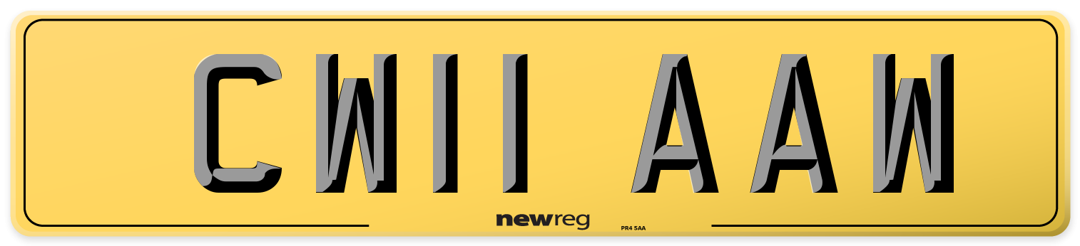 CW11 AAW Rear Number Plate