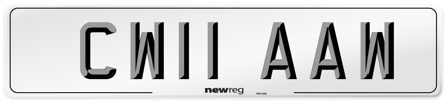 CW11 AAW Front Number Plate