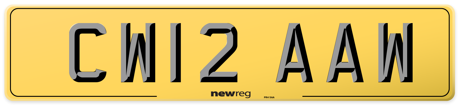 CW12 AAW Rear Number Plate
