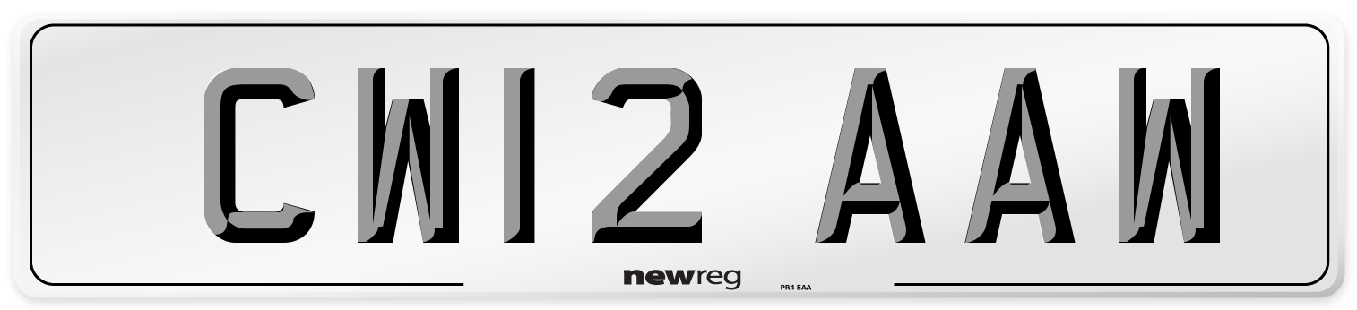 CW12 AAW Front Number Plate