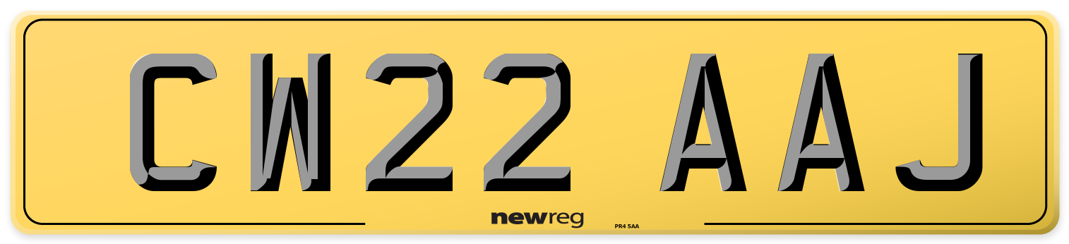 CW22 AAJ Rear Number Plate