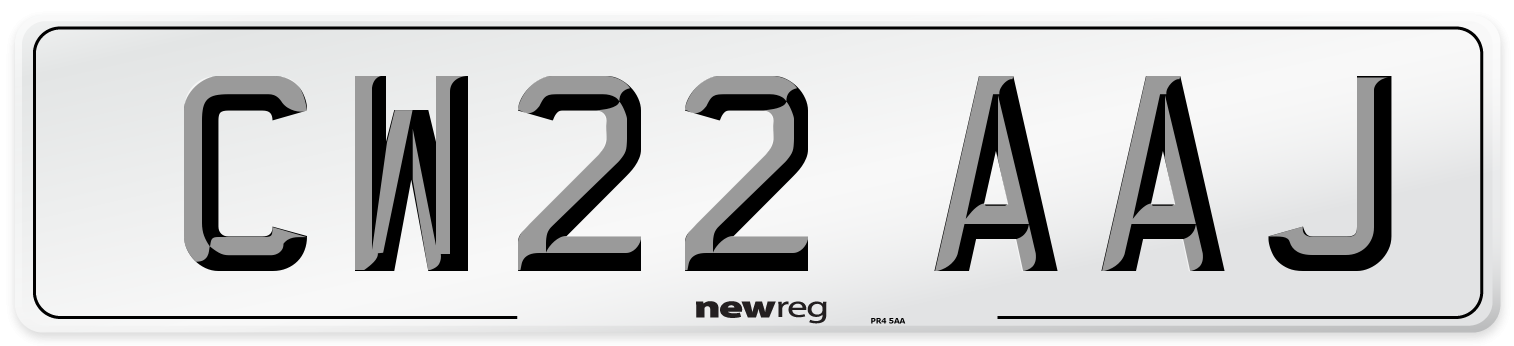 CW22 AAJ Front Number Plate