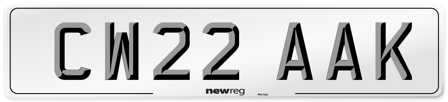 CW22 AAK Front Number Plate