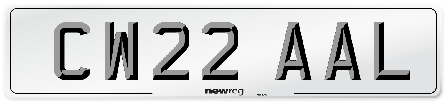 CW22 AAL Front Number Plate