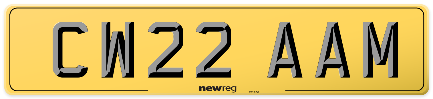 CW22 AAM Rear Number Plate