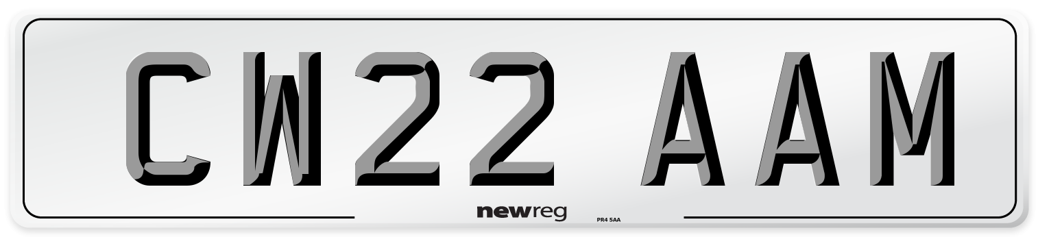 CW22 AAM Front Number Plate