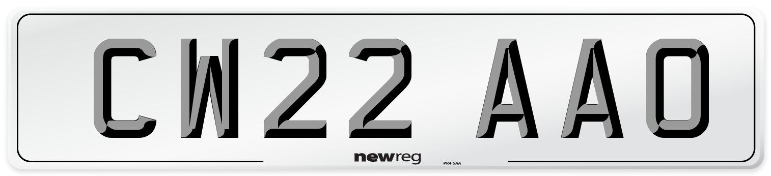 CW22 AAO Front Number Plate