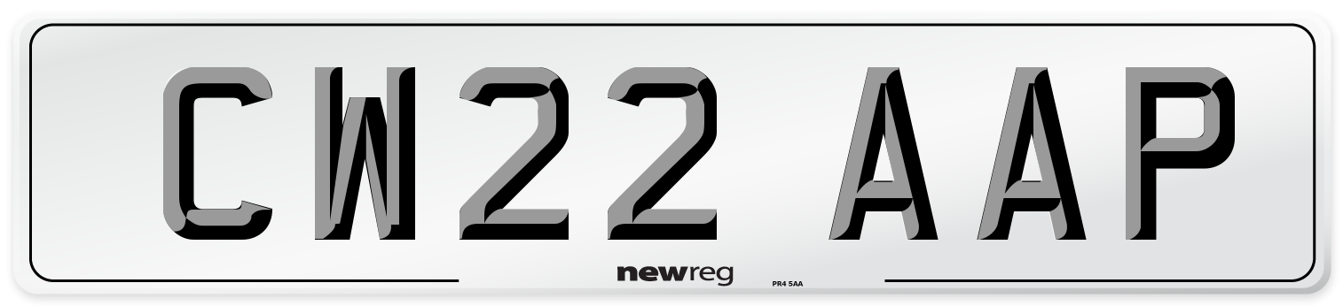 CW22 AAP Front Number Plate