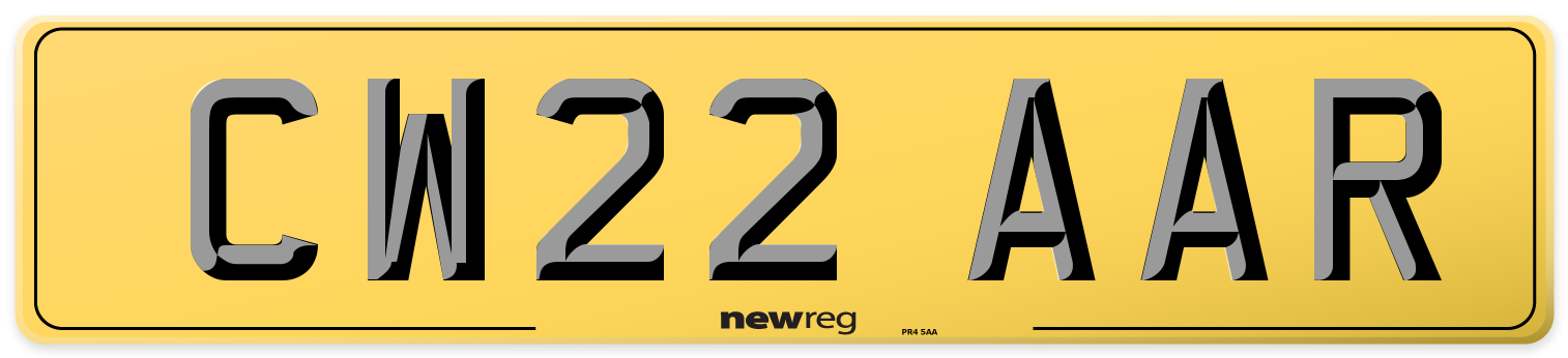 CW22 AAR Rear Number Plate