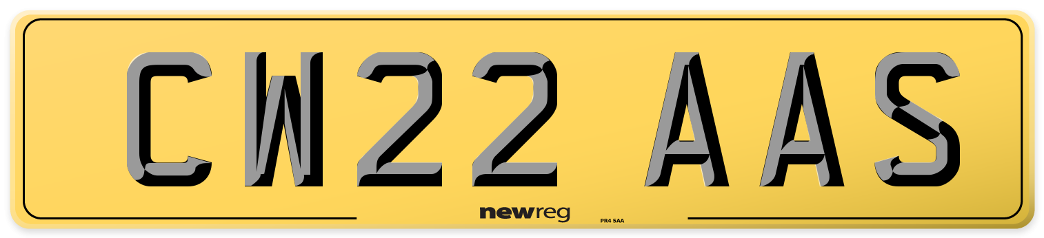 CW22 AAS Rear Number Plate