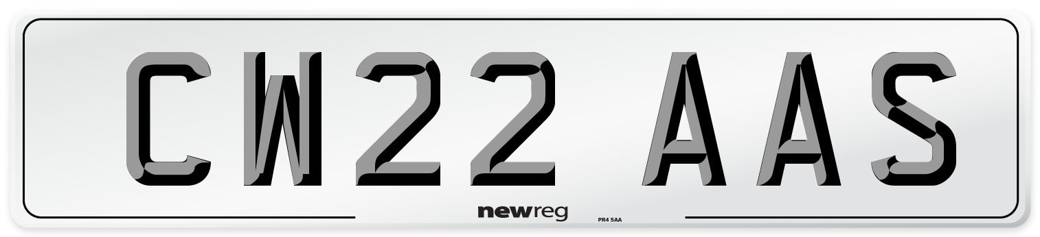 CW22 AAS Front Number Plate
