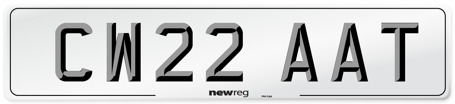CW22 AAT Front Number Plate
