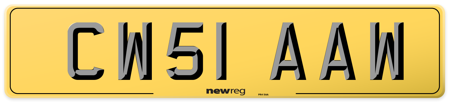 CW51 AAW Rear Number Plate
