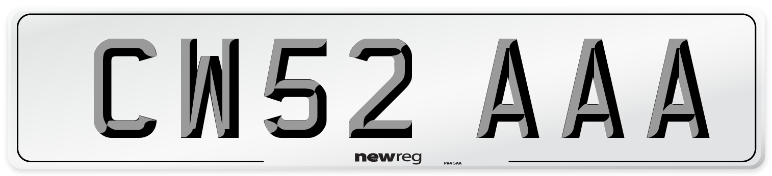 CW52 AAA Front Number Plate