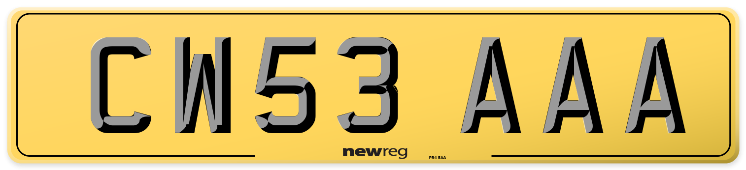 CW53 AAA Rear Number Plate