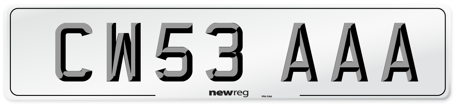 CW53 AAA Front Number Plate