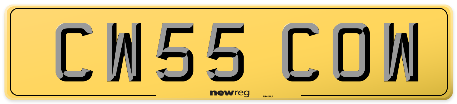CW55 COW Rear Number Plate