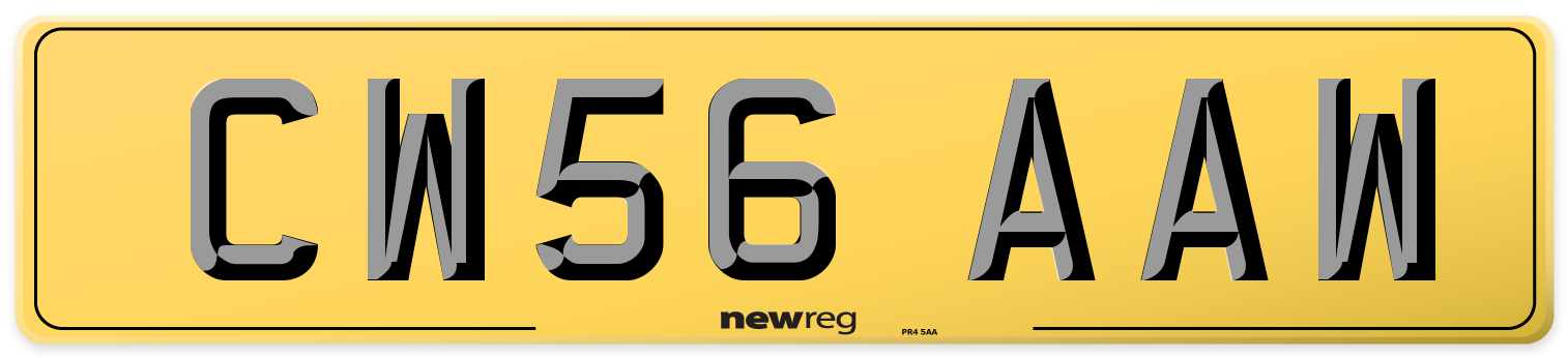 CW56 AAW Rear Number Plate