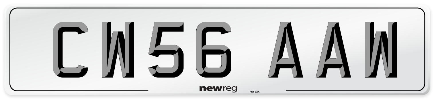 CW56 AAW Front Number Plate