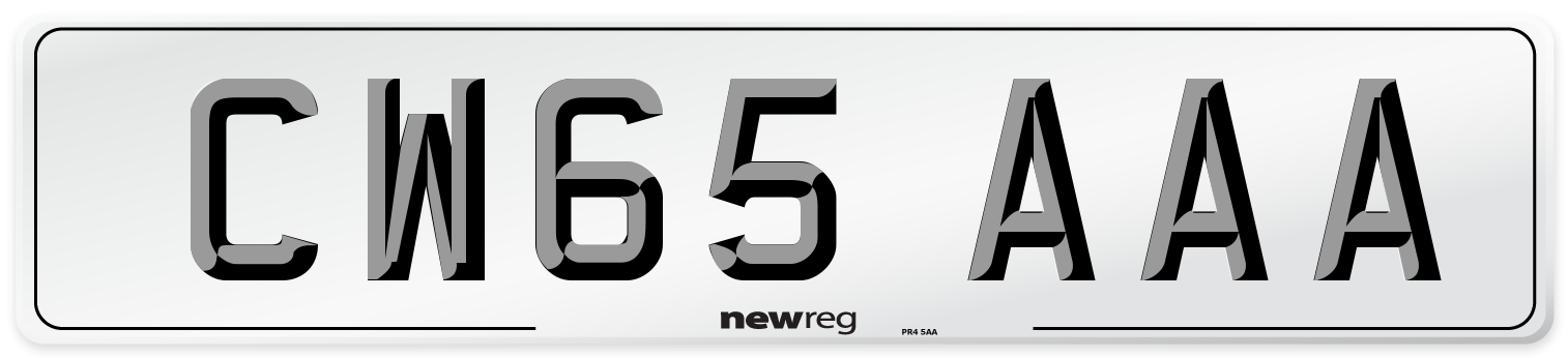 CW65 AAA Front Number Plate