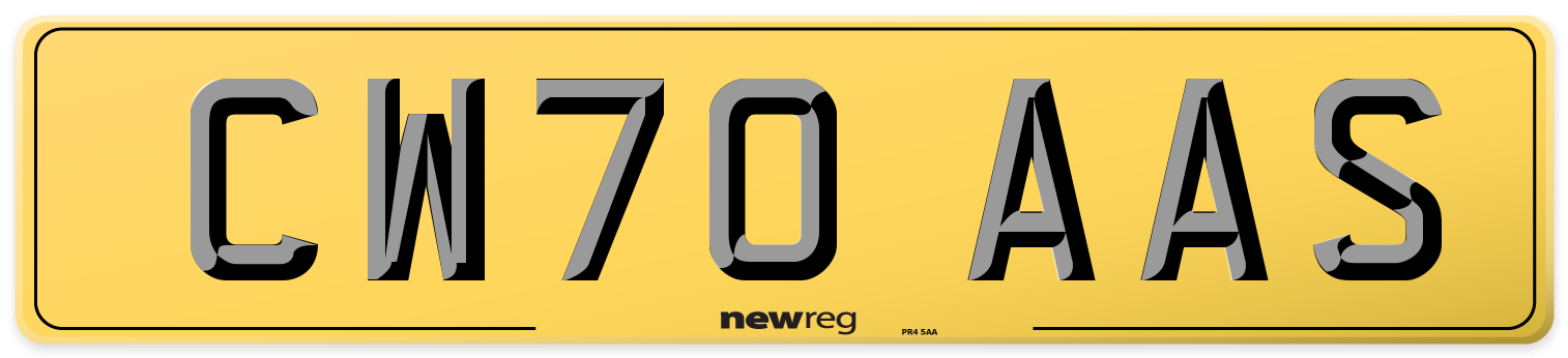 CW70 AAS Rear Number Plate