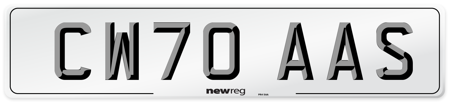 CW70 AAS Front Number Plate