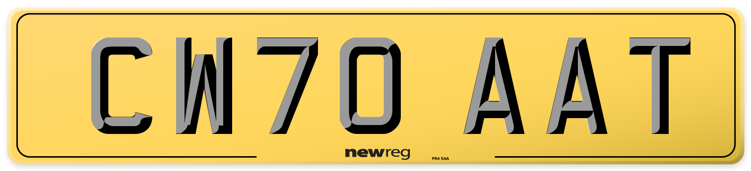 CW70 AAT Rear Number Plate