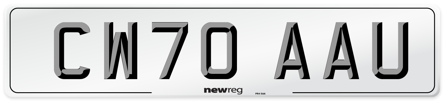 CW70 AAU Front Number Plate