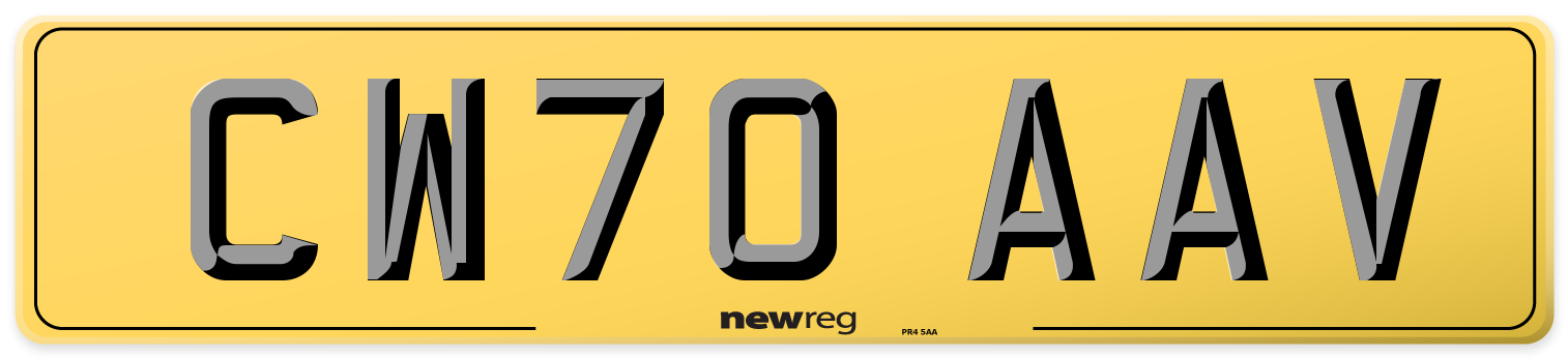 CW70 AAV Rear Number Plate